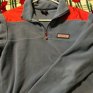 Vineyard Vines Blue and Red Quarter-Zip Fleece